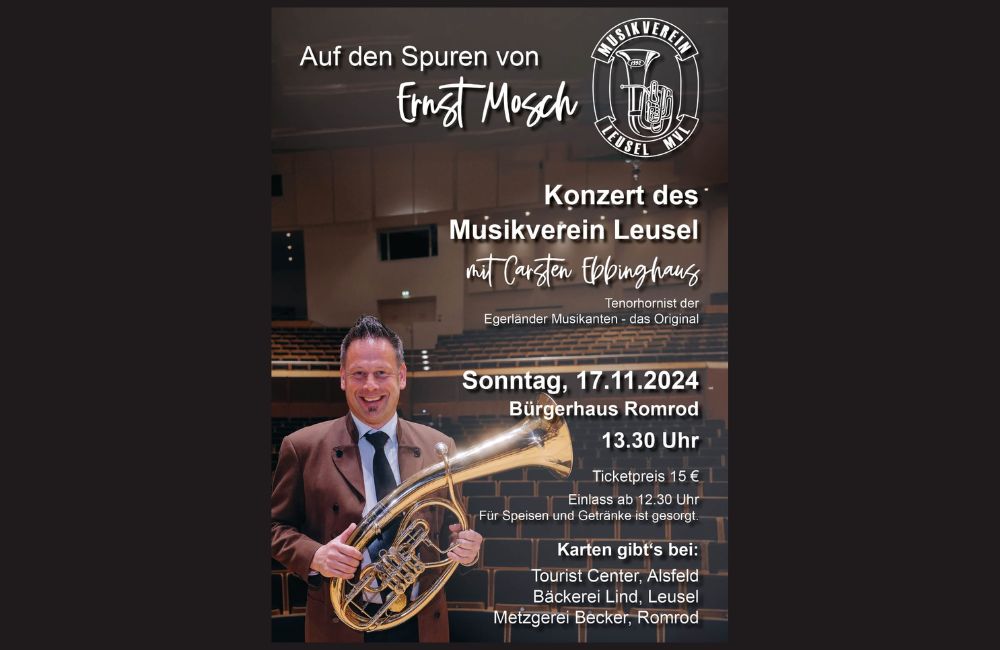 2024-10 - Auf den Spuren von Ernst Mosch Konzert des Musikvereins Leusel mit Carsten Ebbinghaus von den Egerländer Musikanten