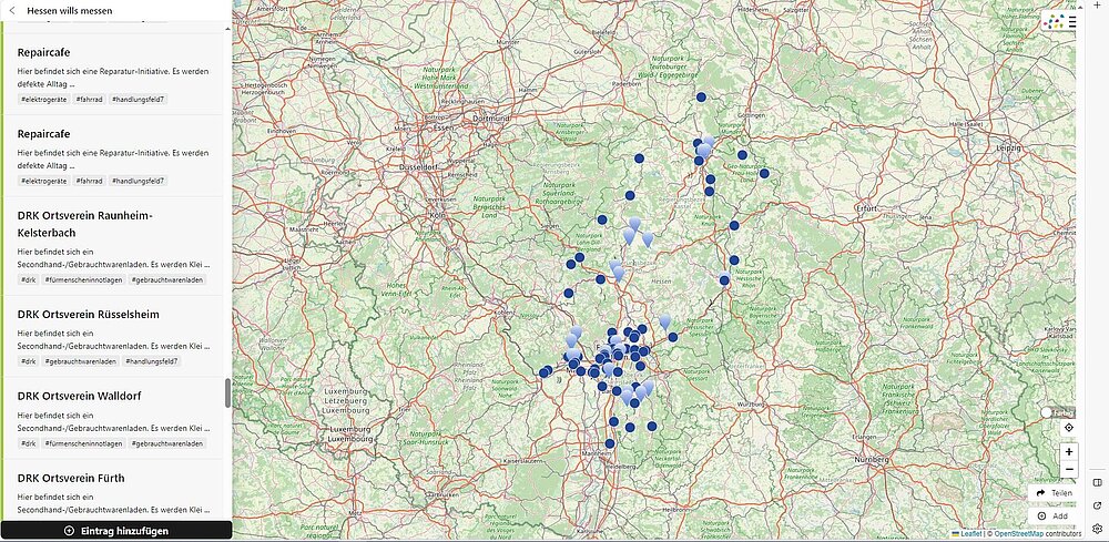 Interaktive Karte zur Ressourcenschonung in Hessen